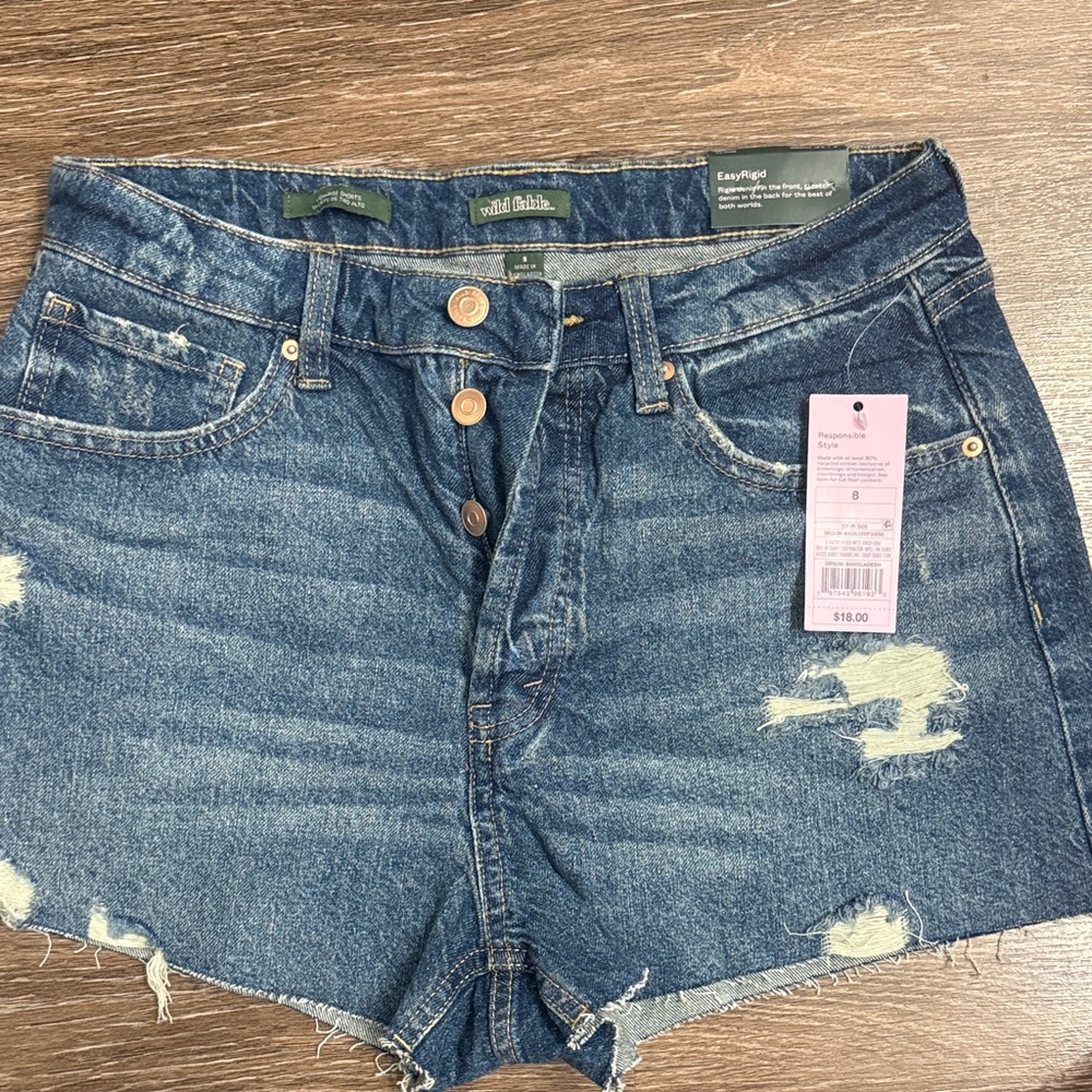 Casual Blue Distressed Jean Shorts